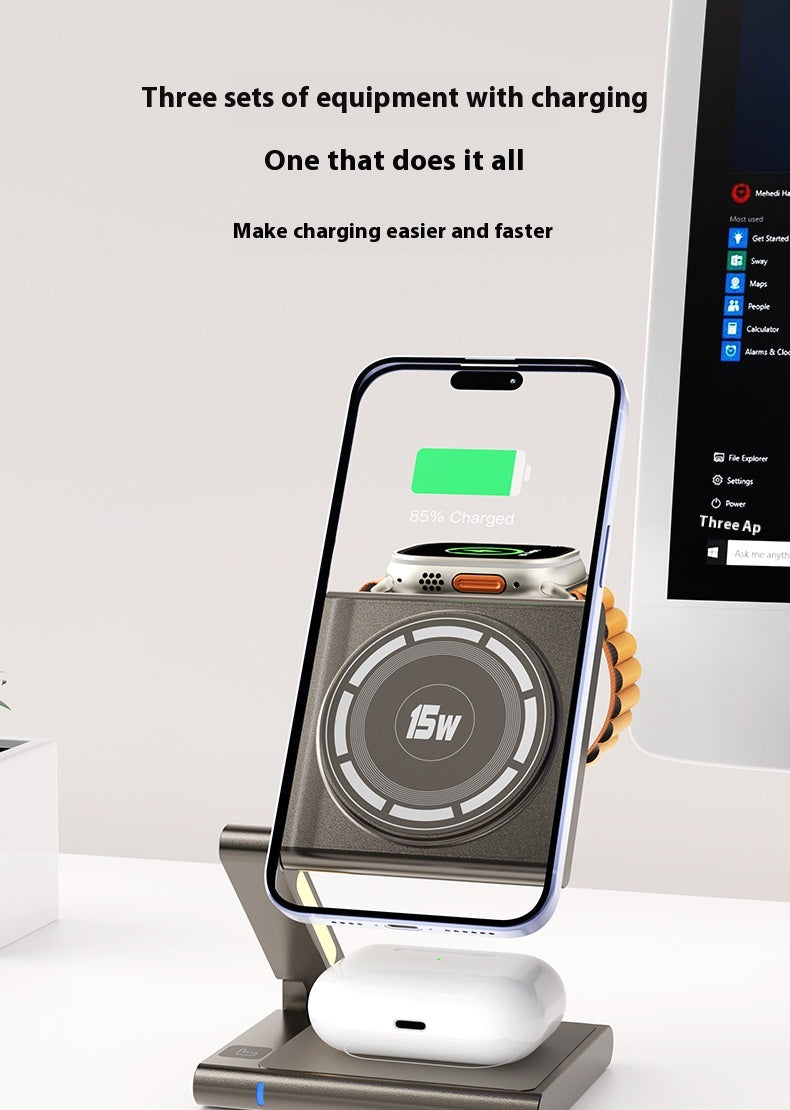 Folding Mobile Phone Headset Watch Three-in-One Wireless Charger