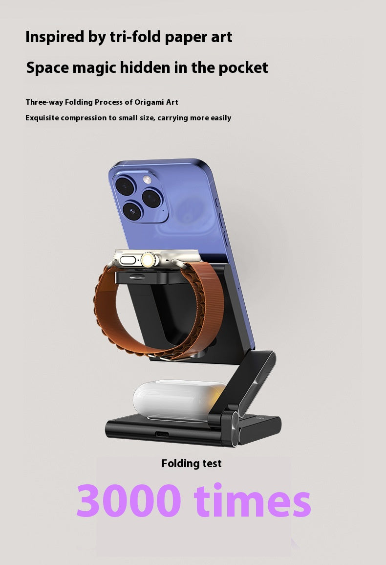 Folding Mobile Phone Headset Watch Three-in-One Wireless Charger