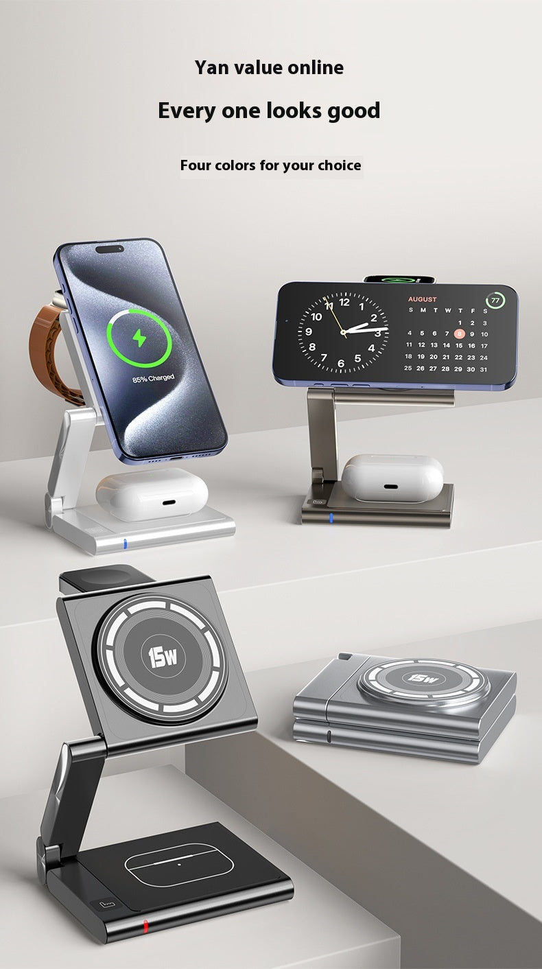 Folding Mobile Phone Headset Watch Three-in-One Wireless Charger