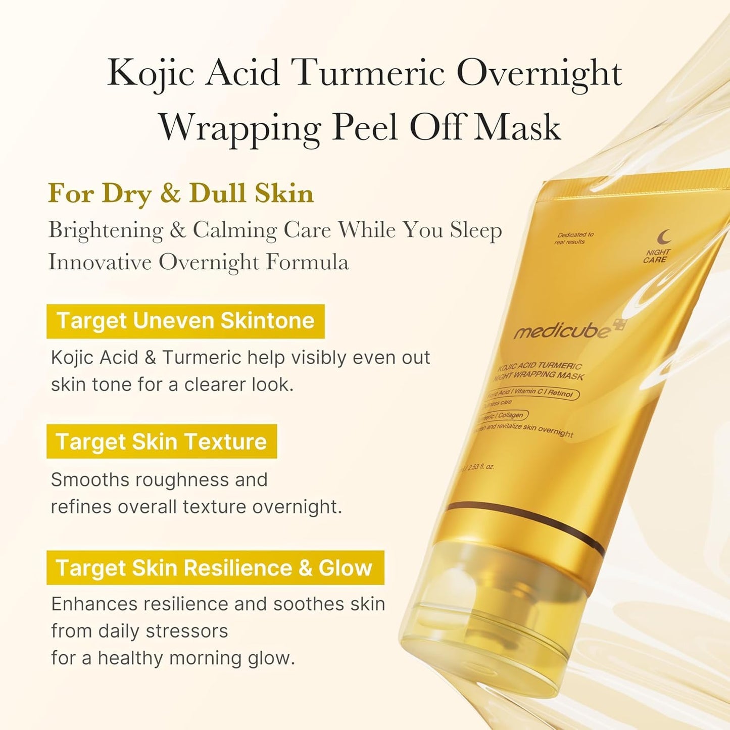 Kojic Acid Turmeric Night Wrapping Mask – Instant Glow & Dark Spot Corrector